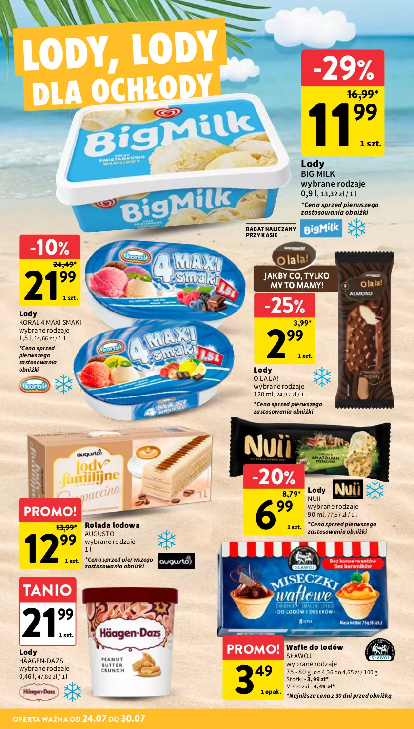 Gazetka promocyjna Intermarche - Gazetka Intermarche - ważna 24.07 do 30.07.2025 - strona 20 - produkty: Big Milk, Lody, Rolada, Wafle, Wafle do lodów