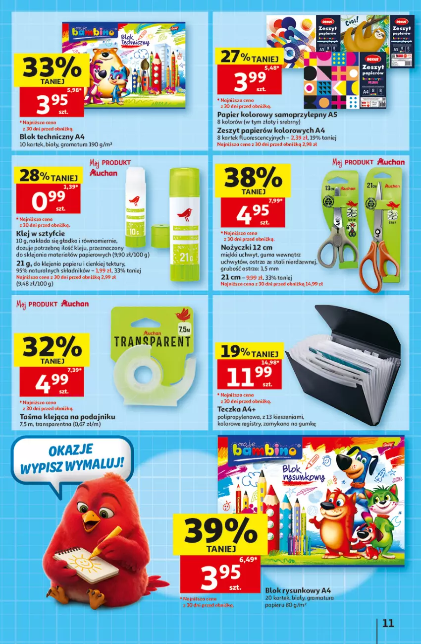 Gazetka promocyjna Auchan - Gazetka 30 Lat Hipermarket Auchan - ważna 13.08 do 19.08.2026 - strona 11 - produkty: Gra, Klej, Mop, Noż, Nożyczki, Papier, Rama, Tran, Zlew
