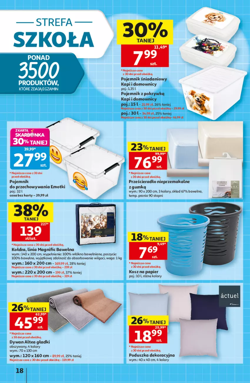 Gazetka promocyjna Auchan - Gazetka 30 Lat Hipermarket Auchan - ważna 13.08 do 19.08.2026 - strona 18 - produkty: Danio, Dywan, Fa, Kołdra, Kosz, LG, Papier, Poduszka, Poduszka dekoracyjna, Pojemnik, Pojemnik z pokrywką, Prześcieradło, Top, Waga, Wełna