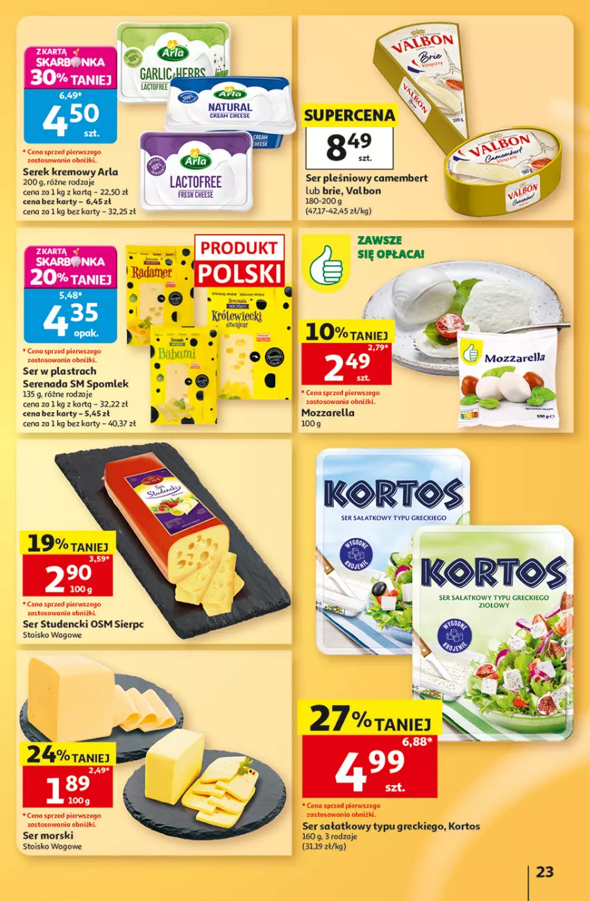 Gazetka promocyjna Auchan - Gazetka 30 Lat Hipermarket Auchan - ważna 13.08 do 19.08.2026 - strona 23 - produkty: Brie, Camembert, Mozzarella, Sałat, Ser, Ser pleśniowy, Serek