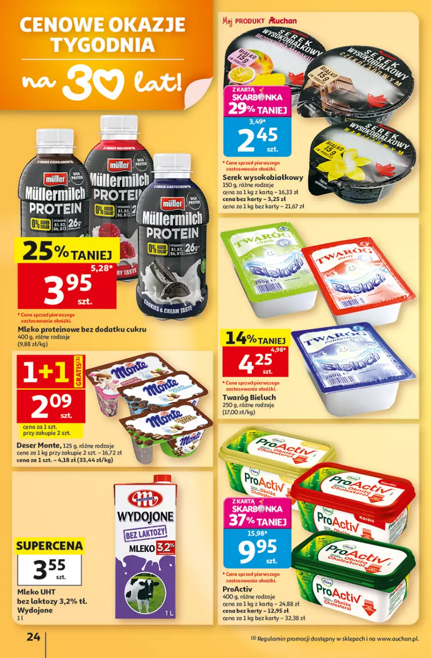 Gazetka promocyjna Auchan - Gazetka 30 Lat Hipermarket Auchan - ważna 13.08 do 19.08.2026 - strona 24 - produkty: Bieluch, Deser, Gra, Mleko, Monte, Ser, Sok, Twaróg