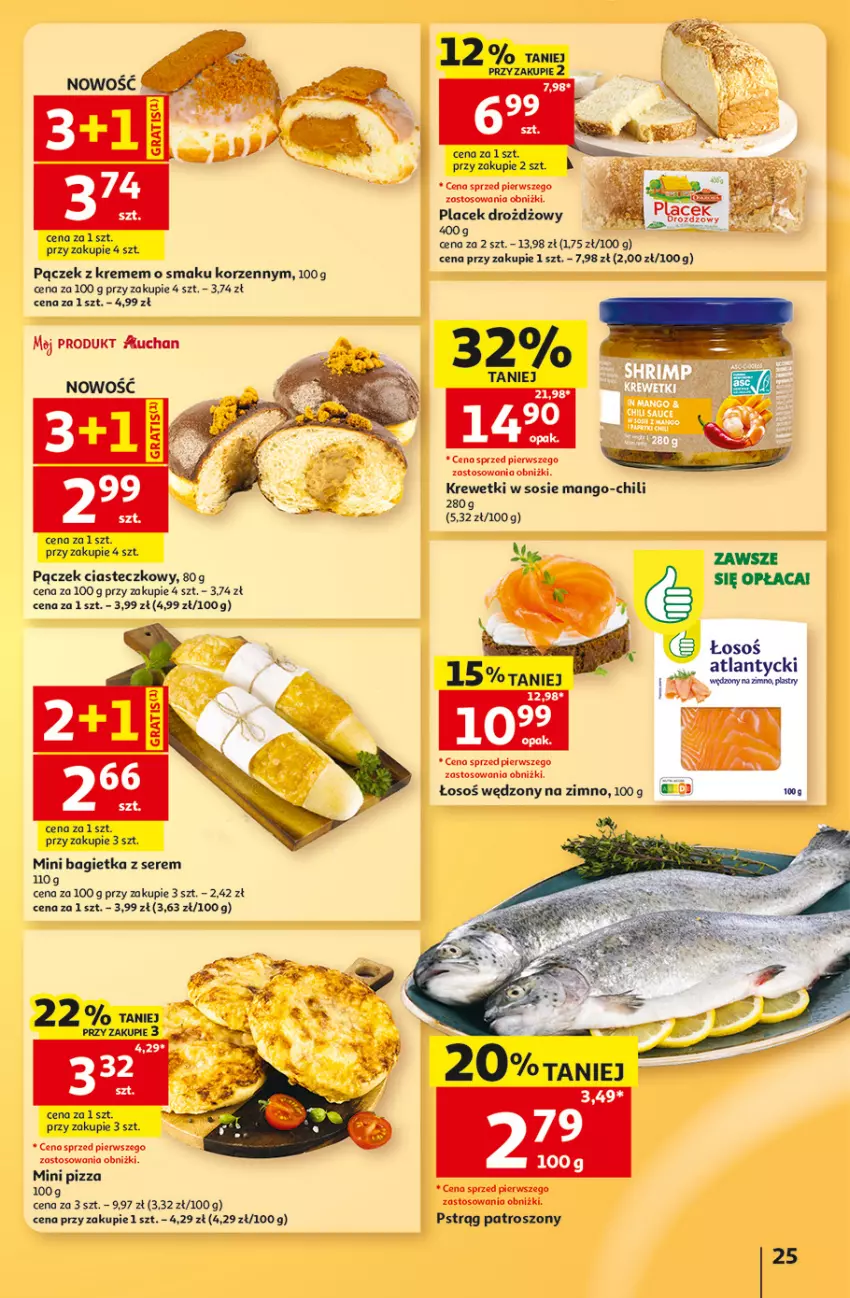 Gazetka promocyjna Auchan - Gazetka 30 Lat Hipermarket Auchan - ważna 13.08 do 19.08.2026 - strona 25 - produkty: Bagietka, Gra, Krewetki, Mango, Pączek, Pizza, Pstrąg, Ser, Sos