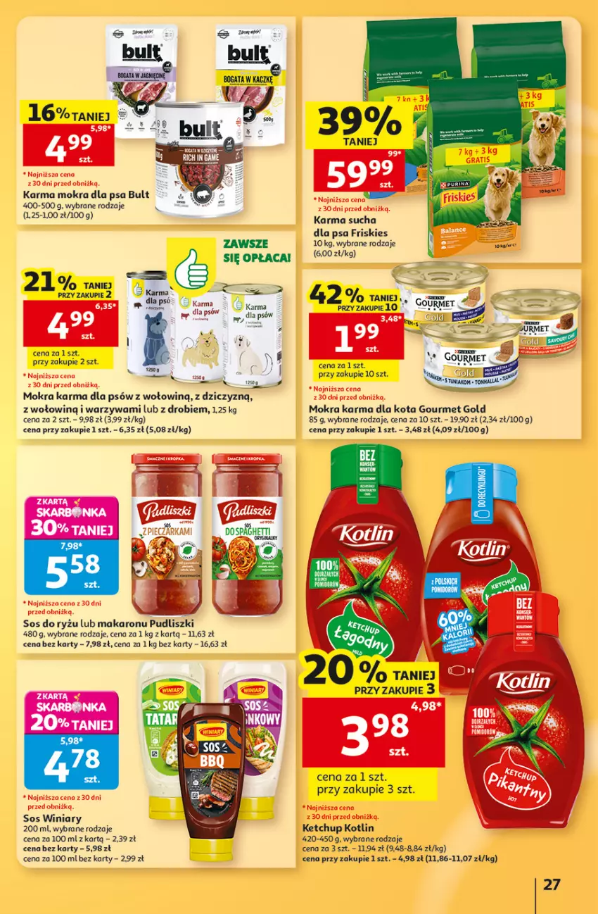 Gazetka promocyjna Auchan - Gazetka 30 Lat Hipermarket Auchan - ważna 13.08 do 19.08.2026 - strona 27 - produkty: Friskies, Gourmet Gold, Ketchup, Kotlin, Makaron, Mokra karma, Pudliszki, Ryż, Sos, Warzywa, Winiary