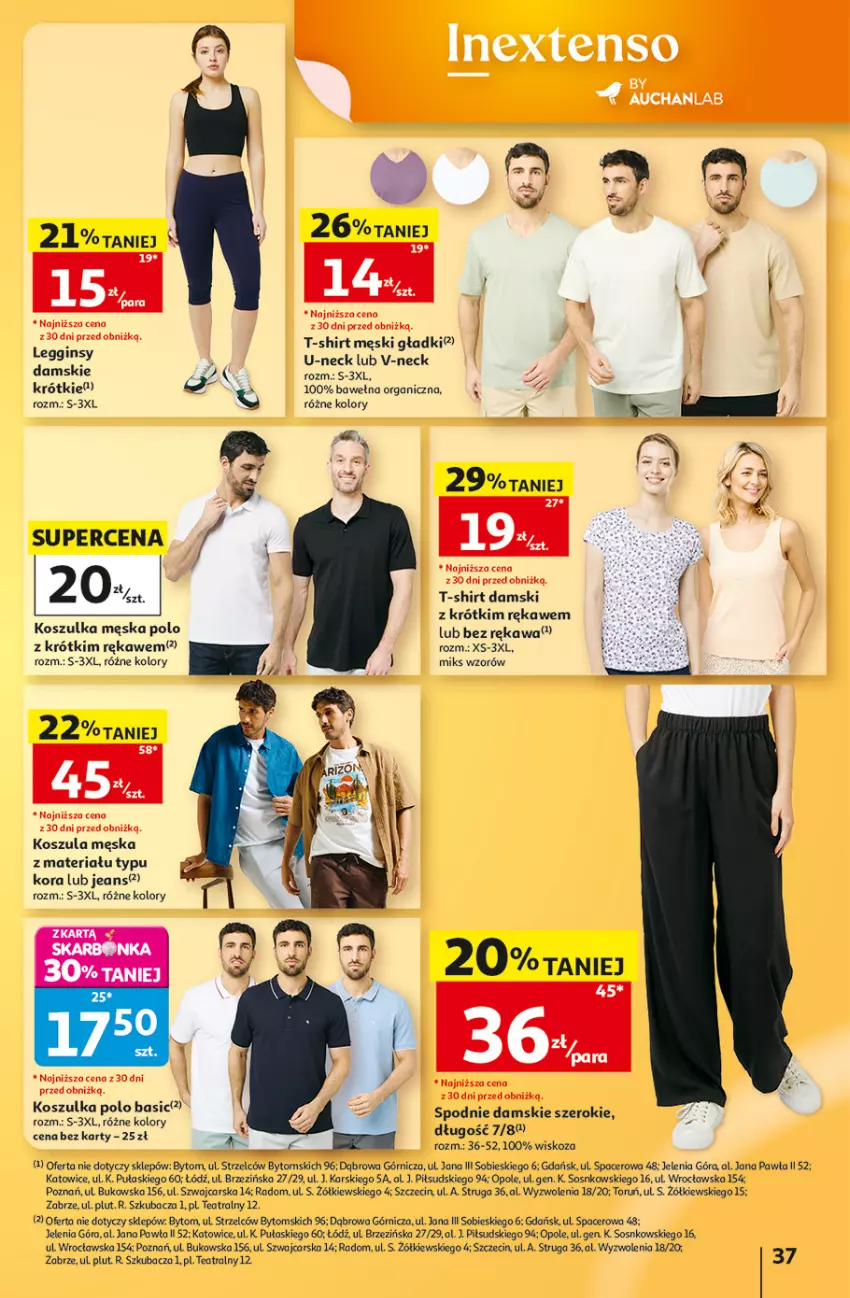 Gazetka promocyjna Auchan - Gazetka 30 Lat Hipermarket Auchan - ważna 13.08 do 19.08.2026 - strona 37 - produkty: Acer, Cars, Gin, Kawa, Kosz, Koszula, Koszulka, Legginsy, Sos, Spodnie, T-shirt, Wełna