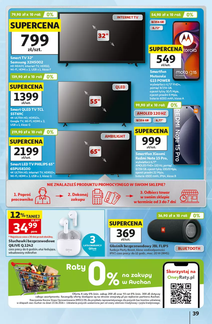 Gazetka promocyjna Auchan - Gazetka 30 Lat Hipermarket Auchan - ważna 13.08 do 19.08.2026 - strona 39 - produkty: Amol, Głośnik, JBL, Kosz, Mikrofon, Por, Słuchawki, Słuchawki bezprzewodowe, Top