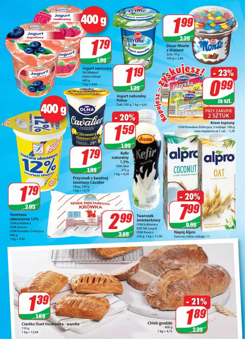 Gazetka promocyjna Dino - Gazetka - ważna 12.05 do 18.05.2021 - strona 12 - produkty: Alpro, Chleb, Danone, Deser, Jogurt, Jogurt naturalny, Jogurt owocowy, Monte, Napój, Olma, Ser, Top, Zott