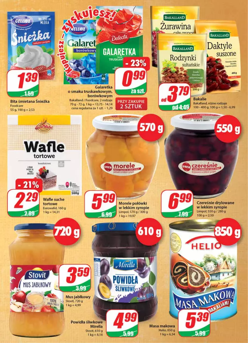 Gazetka promocyjna Dino - Gazetka - ważna 12.05 do 18.05.2021 - strona 7 - produkty: Bakalland, Daktyle, Gala, Galaretka, Helio, Mus, Rodzynki, Syrop, Wafle, Wafle tortowe