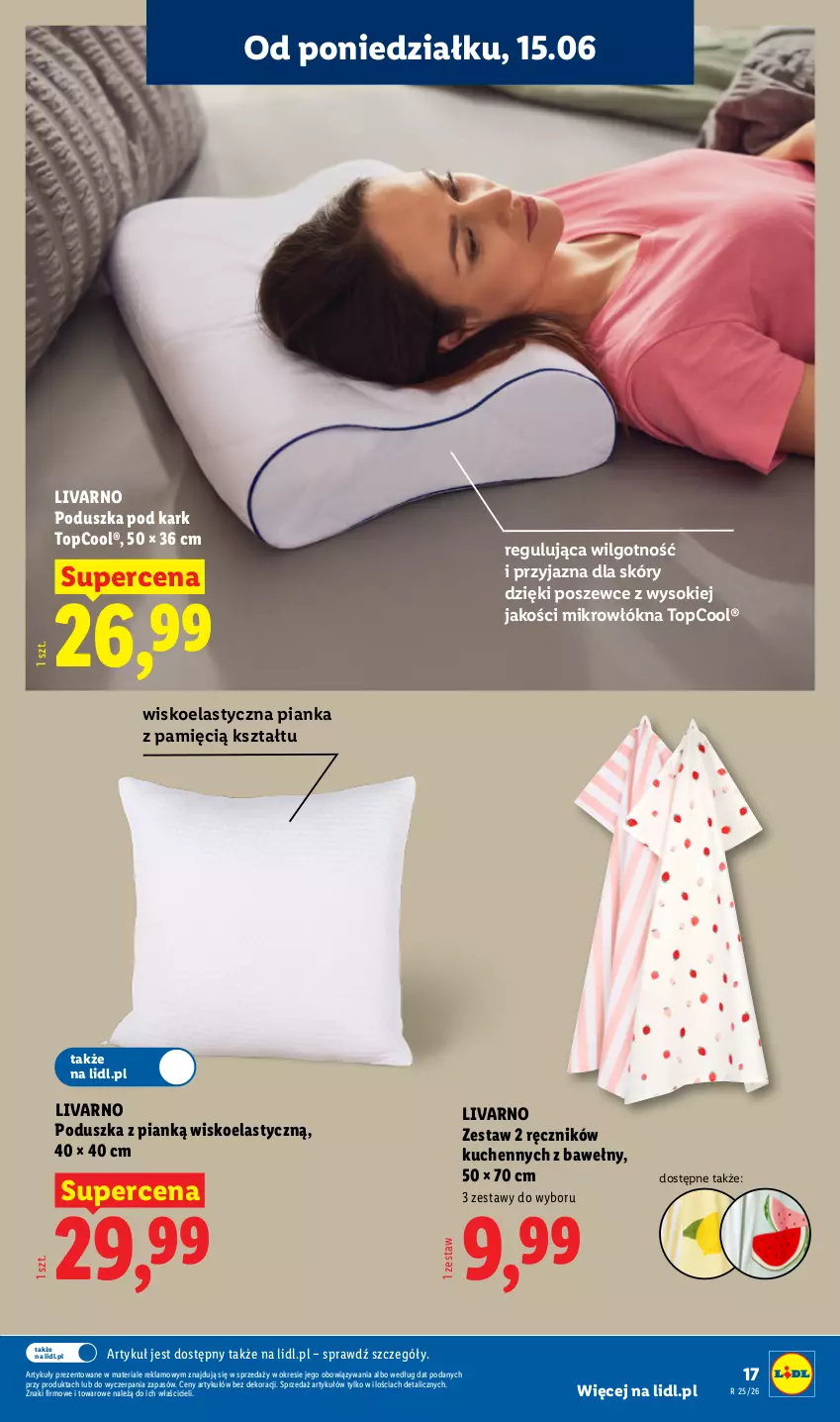 Gazetka promocyjna Lidl - Katalog ważny od 15.06 - ważna 15.06 do 20.06.2026 - strona 19 - produkty: Ivar, LG, Poduszka, Poduszka pod kark, Ręcznik, Sok, Top