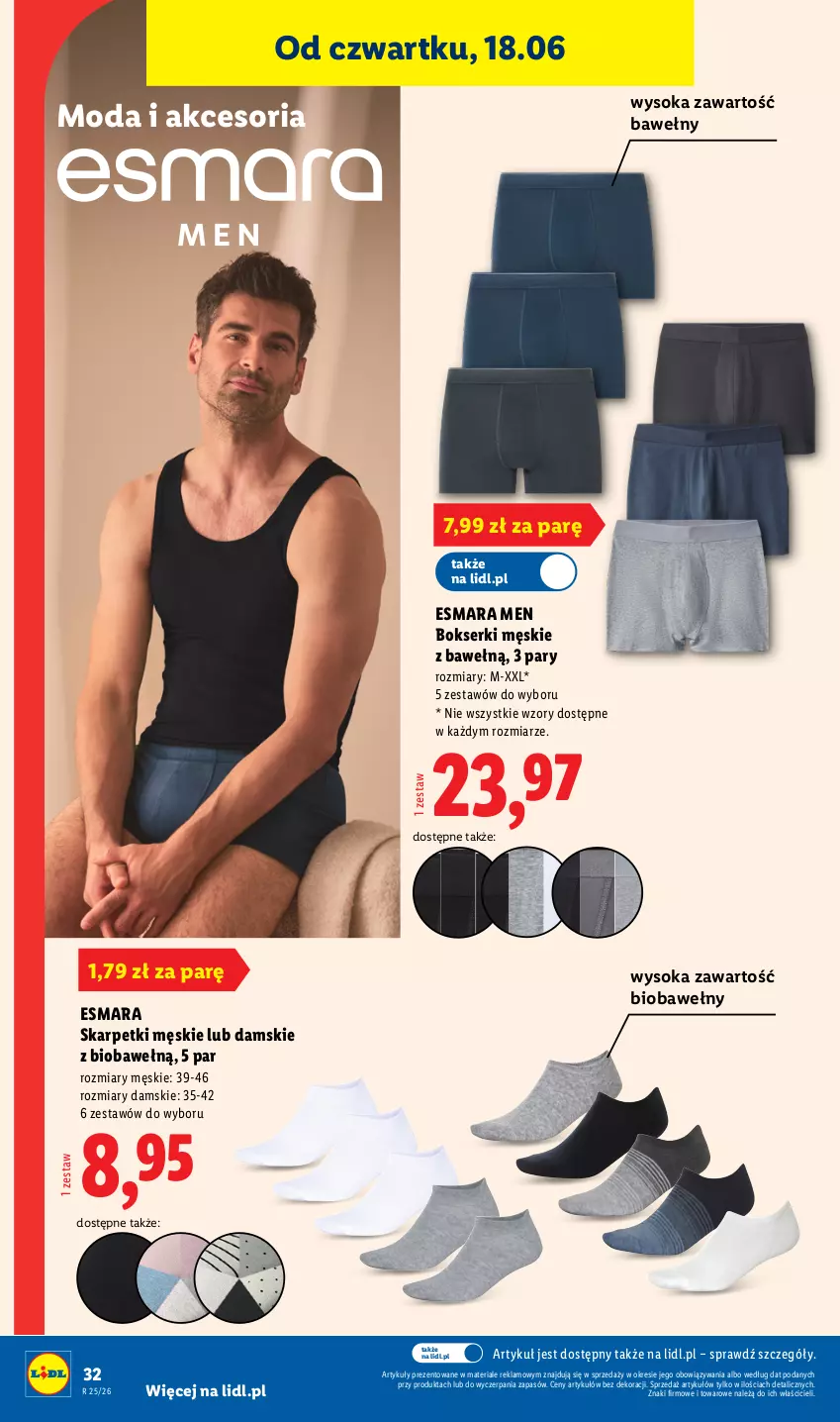 Gazetka promocyjna Lidl - Katalog ważny od 15.06 - ważna 15.06 do 20.06.2026 - strona 38 - produkty: Bokserki, Karp, Moda, Ser, Skarpetki, Sok