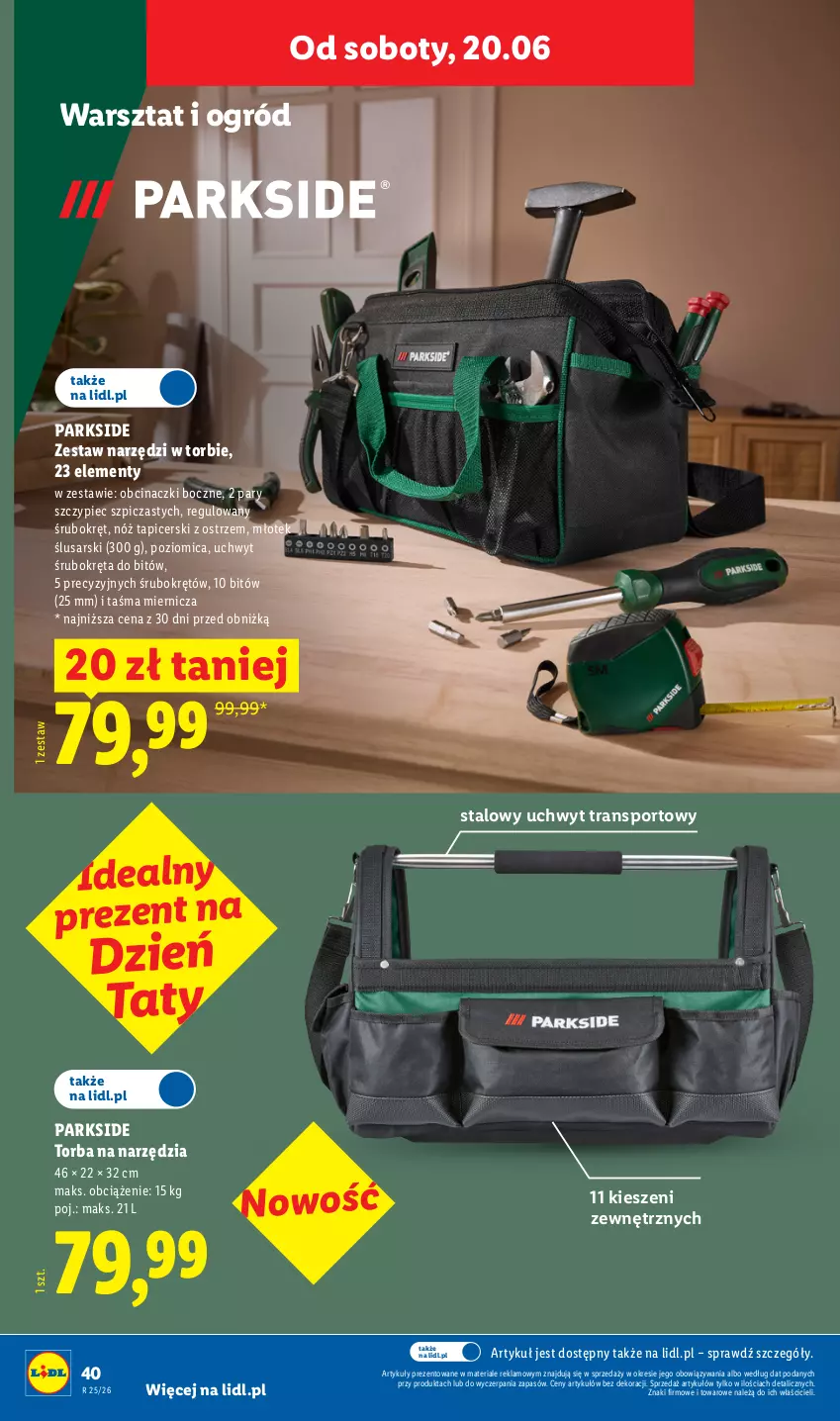 Gazetka promocyjna Lidl - Katalog ważny od 15.06 - ważna 15.06 do 20.06.2026 - strona 46 - produkty: Młot, Młotek, Ogród, Parkside, Piec, Por, Poziomica, Sport, Szpic, Taśma miernicza, Torba, Tran, Zestaw narzędzi