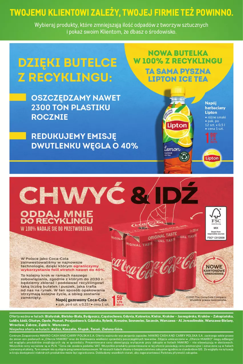 Gazetka promocyjna Makro - [Mniej plastiku] Artykuły spożywcze i przemysłowe - ważna 13.07 do 26.07.2021 - strona 4 - produkty: Coca-Cola, Gra, Kosz, Lipton, Napój, Napój gazowany, Piec, Rum, Sos, Szal