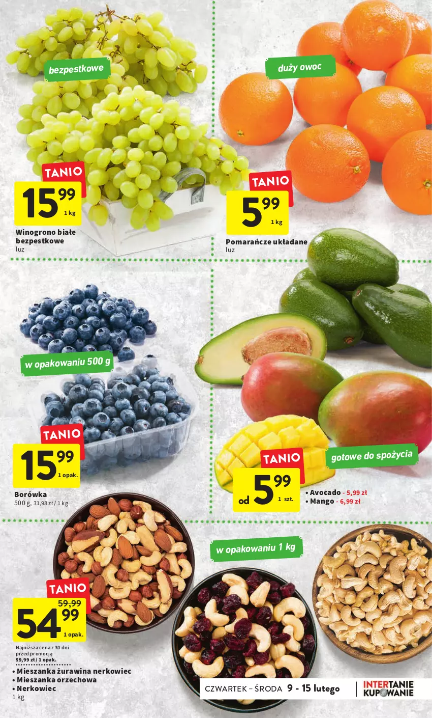 Gazetka promocyjna Intermarche - Gazetka Intermarche - ważna 09.02 do 15.02.2023 - strona 15 - produkty: Avocado, Borówka, Mango, Mieszanka orzechowa, Pomarańcze, Wino