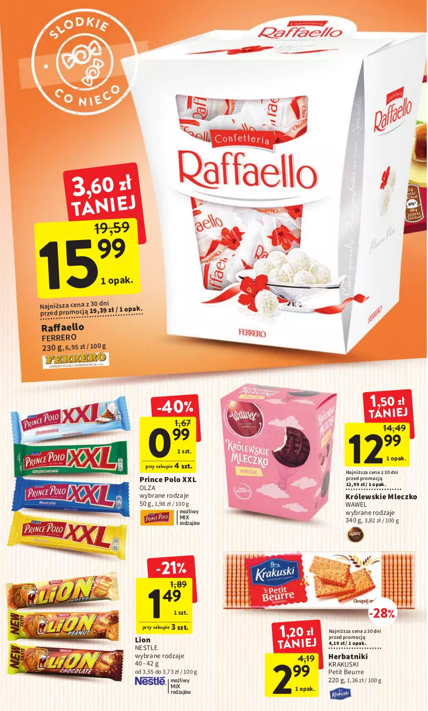 Gazetka promocyjna Intermarche - Gazetka Intermarche - ważna 09.02 do 15.02.2023 - strona 30 - produkty: Fa, Ferrero, Herbatniki, Krakus, Krakuski, Królewski, Królewskie Mleczko, Lion, Mleczko, Prince Polo, Raffaello, Wawel