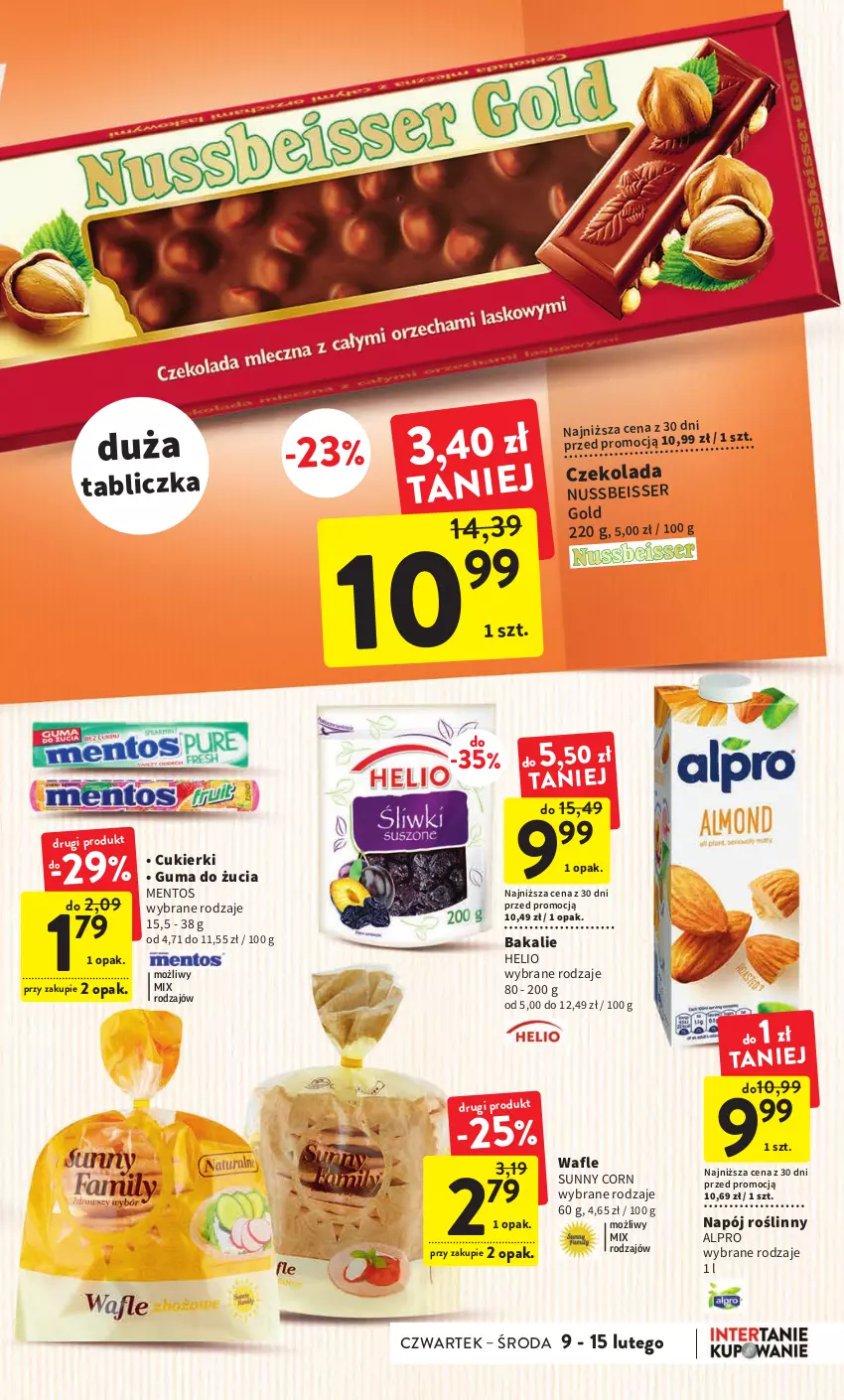 Gazetka promocyjna Intermarche - Gazetka Intermarche - ważna 09.02 do 15.02.2023 - strona 31 - produkty: Alpro, Cukier, Cukierki, Czekolada, Guma do żucia, Helio, Mentos, Napój, Napój roślinny, Ser, Wafle