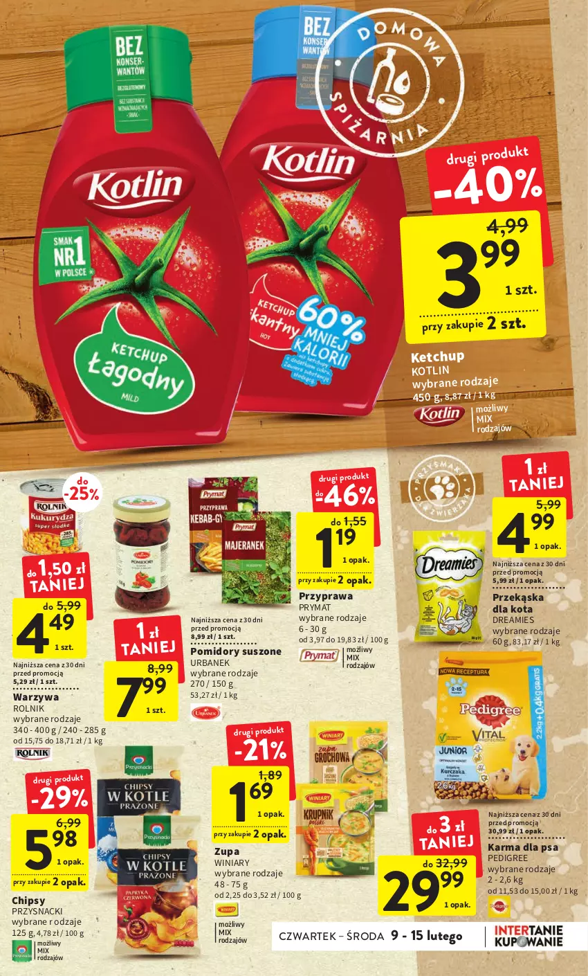 Gazetka promocyjna Intermarche - Gazetka Intermarche - ważna 09.02 do 15.02.2023 - strona 33 - produkty: Chipsy, Ketchup, Kotlin, Pedigree, Pomidory, Prymat, Przysnacki, Rolnik, Warzywa, Winiary, Zupa