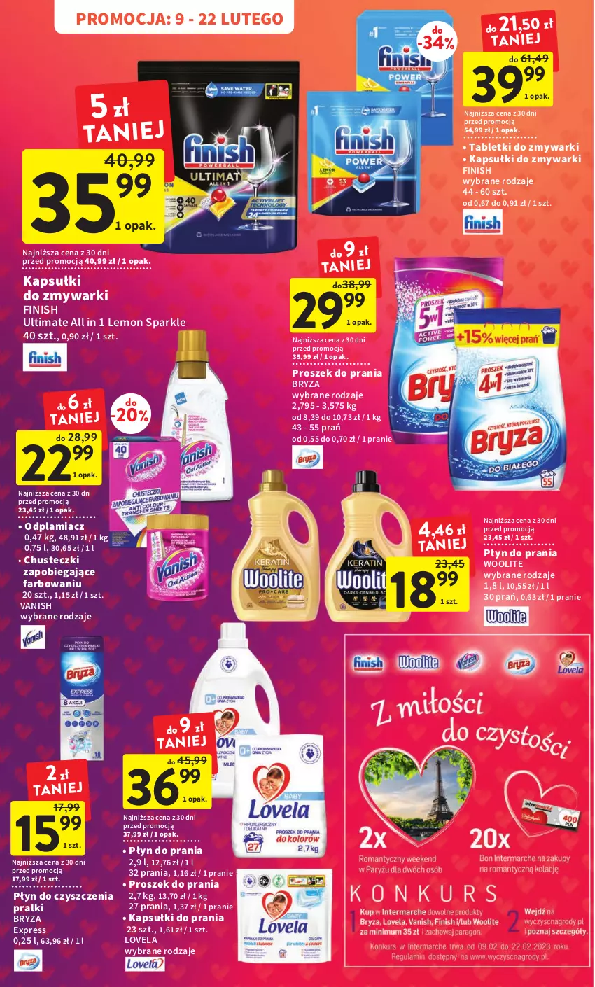 Gazetka promocyjna Intermarche - Gazetka Intermarche - ważna 09.02 do 15.02.2023 - strona 36 - produkty: Bryza, Chusteczki, Fa, Finish, Kapsułki do prania, Lovela, Odplamiacz, Płyn do prania, Pralki, Proszek do prania, Tablet, Tabletki do zmywarki, Vanish, Woolite, Zmywarki