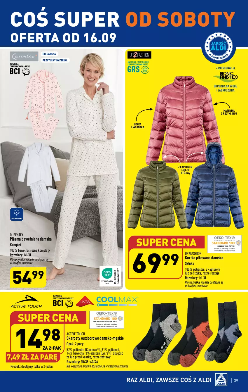 Gazetka promocyjna Aldi - Pełna oferta - ważna 11.09 do 16.09.2023 - strona 39 - produkty: Fa, Karp, Kurtka, Olma, Piżama, Por, Queentex, Wełna