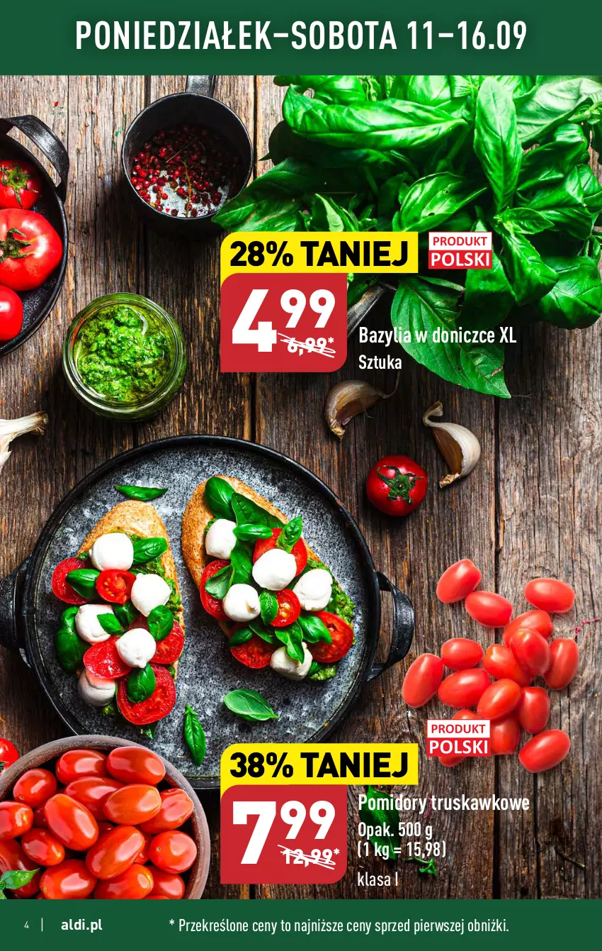 Gazetka promocyjna Aldi - Pełna oferta - ważna 11.09 do 16.09.2023 - strona 4 - produkty: Bazyl, Bazylia, Pomidory