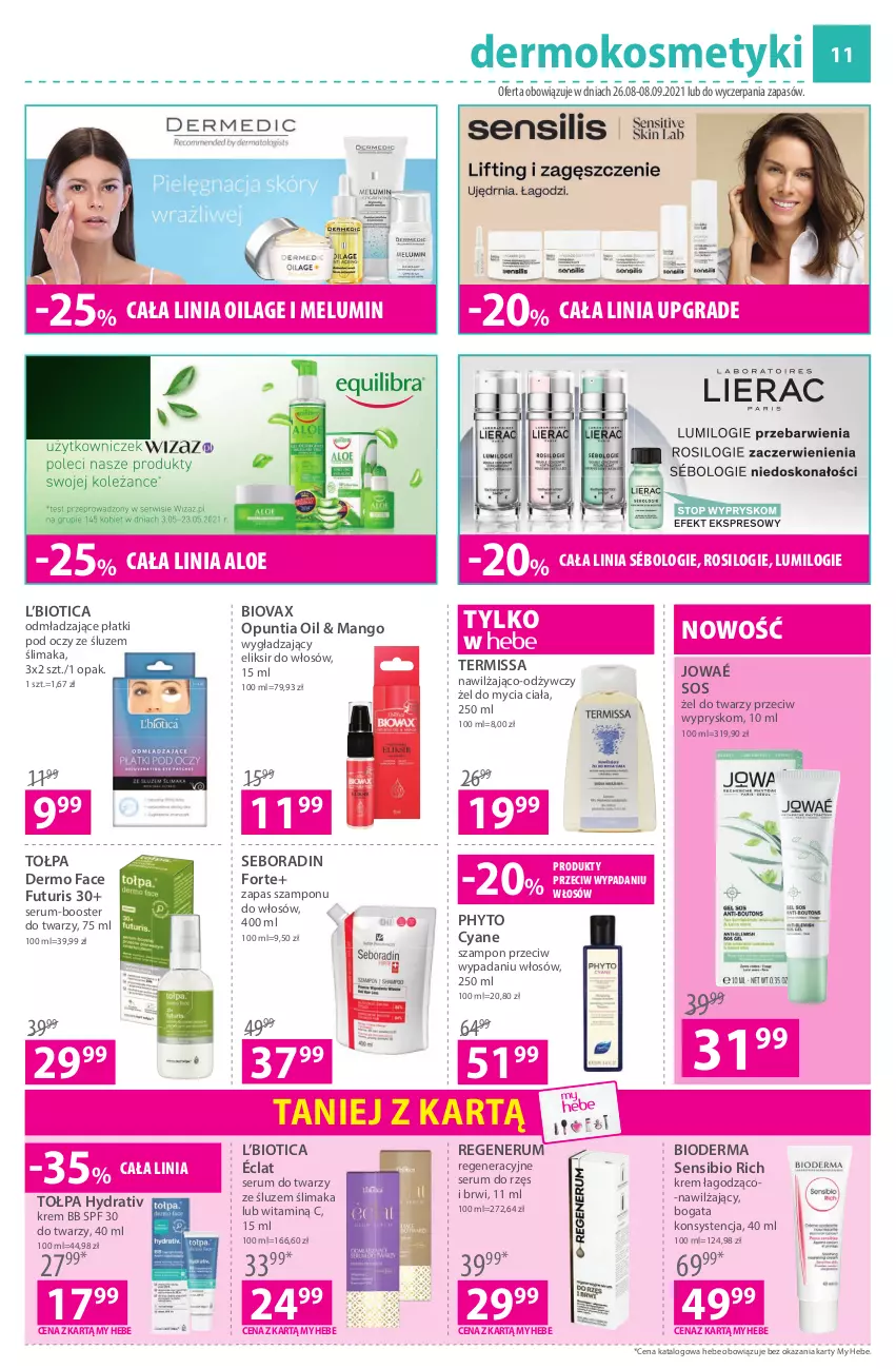 Gazetka promocyjna Hebe - Gazetka - ważna 26.08 do 08.09.2021 - strona 11 - produkty: Bioderma, Biovax, Booster, Fa, Gra, Krem bb, Mango, Phyto, Rum, Seboradin, Ser, Serum, Serum do twarzy, Sos, Szampon, Tołpa