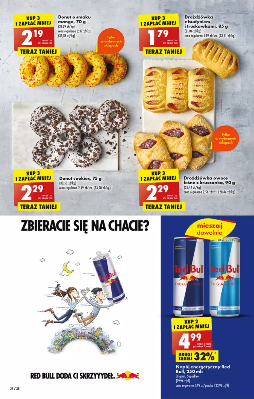 Gazetka promocyjna Biedronka - Od poniedzialku - ważna 14.08 do 19.08.2023 - strona 34 - produkty: Donut, Mango, Napój, Napój energetyczny, Owoce, Red Bull, Tera