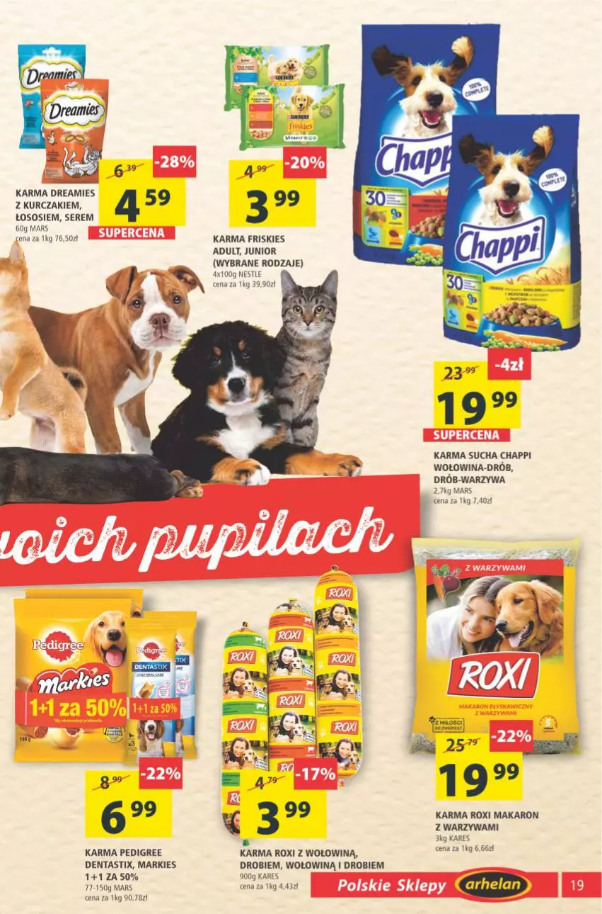 Gazetka promocyjna Arhelan - Gazetka - ważna 19.11 do 28.11.2021 - strona 19 - produkty: Chappi, Drób, Friskies, Kurczak, Makaron, Mars, Pedigree, Ser, Sos, Warzywa, Wołowina