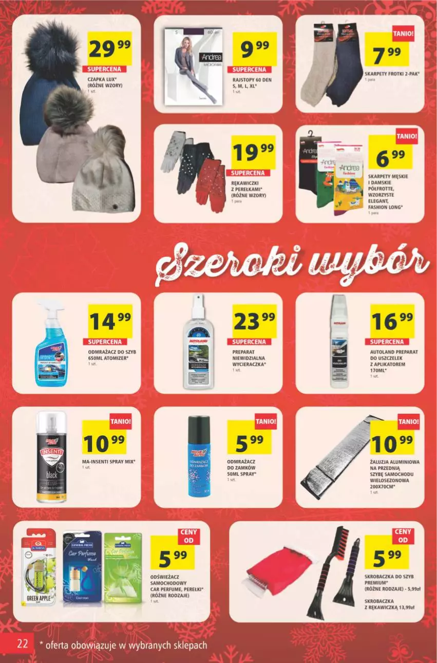 Gazetka promocyjna Arhelan - Gazetka - ważna 19.11 do 28.11.2021 - strona 22 - produkty: Czapka, Fa, Karp, Odmrażacz do szyb, Perfum, Rajstopy, Skrobaczka, Skrobaczka do szyb, Top, Wycieraczka