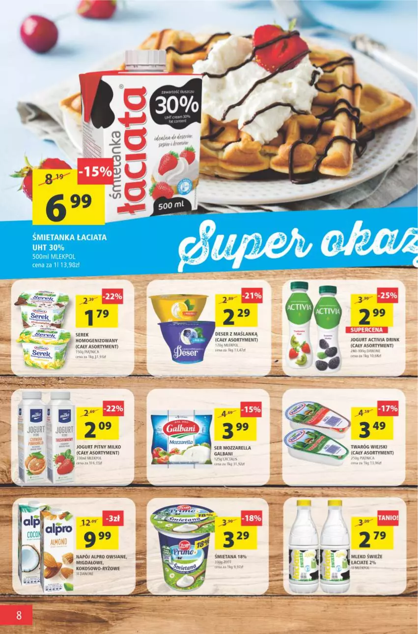 Gazetka promocyjna Arhelan - Gazetka - ważna 19.11 do 28.11.2021 - strona 8 - produkty: Activia, Alpro, Deser, Galbani, Jogurt, Jogurt pitny, Kokos, Mleko, Mozzarella, Napój, Ryż, Ser, Serek