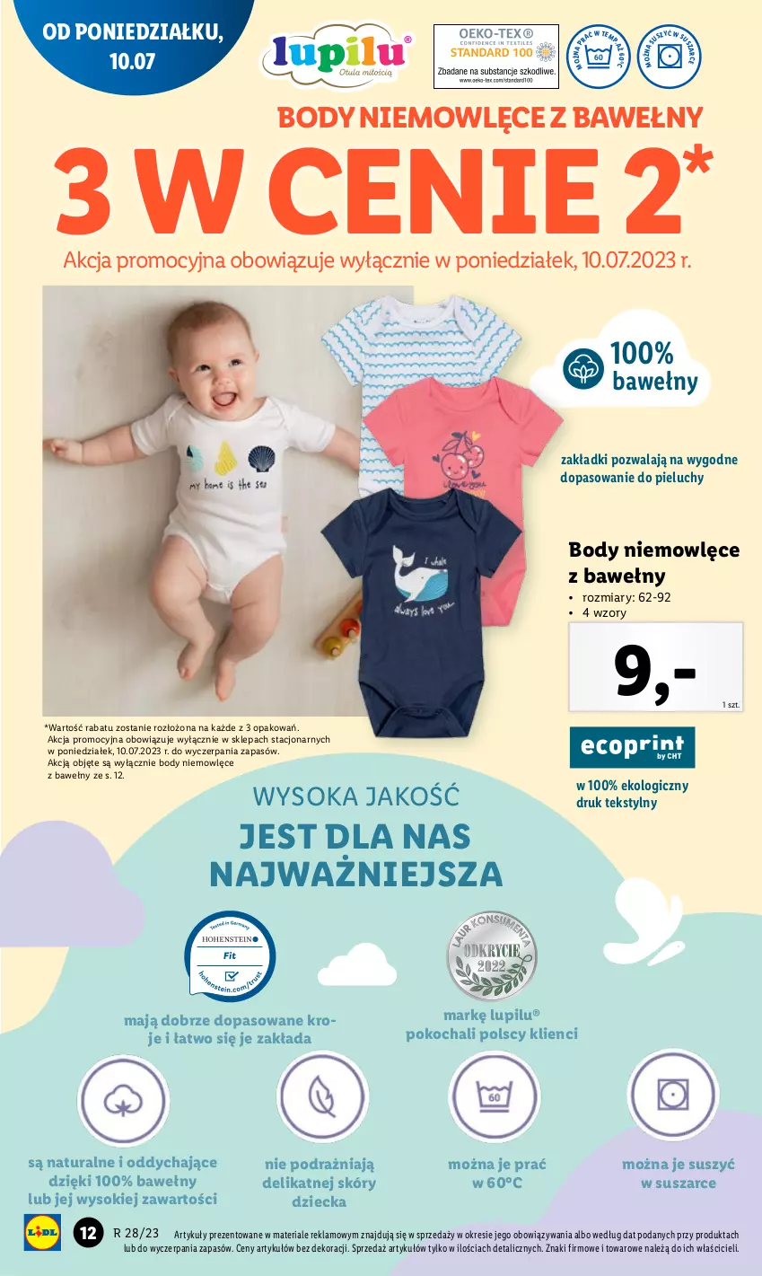 Gazetka promocyjna Lidl - GAZETKA - ważna 10.07 do 12.07.2023 - strona 13 - produkty: Body, Koc, Pieluchy, Sok