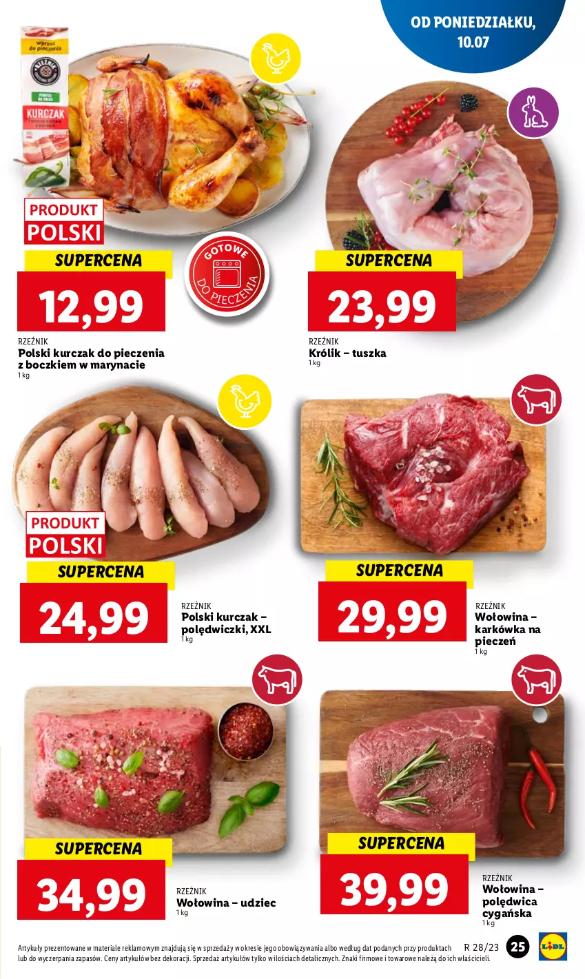 Gazetka promocyjna Lidl - GAZETKA - ważna 10.07 do 12.07.2023 - strona 28 - produkty: Królik, Kurczak, Piec, Polędwica, Tusz, Wołowina