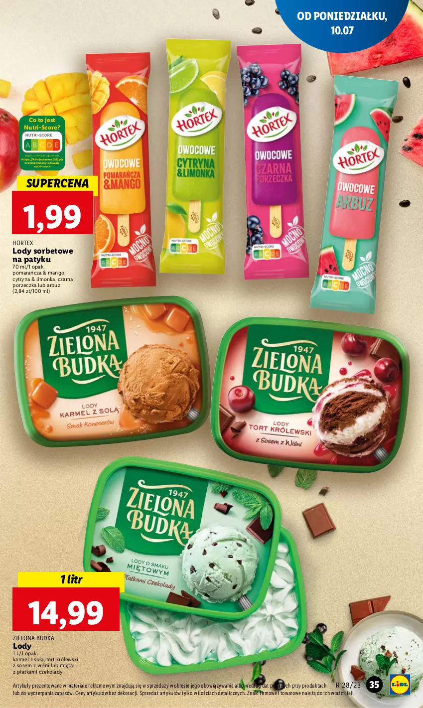 Gazetka promocyjna Lidl - GAZETKA - ważna 10.07 do 12.07.2023 - strona 40 - produkty: Arbuz, Hortex, Królewski, Limonka, Lody, Mango, Mięta, Por, Sos, Wazon, Zielona Budka