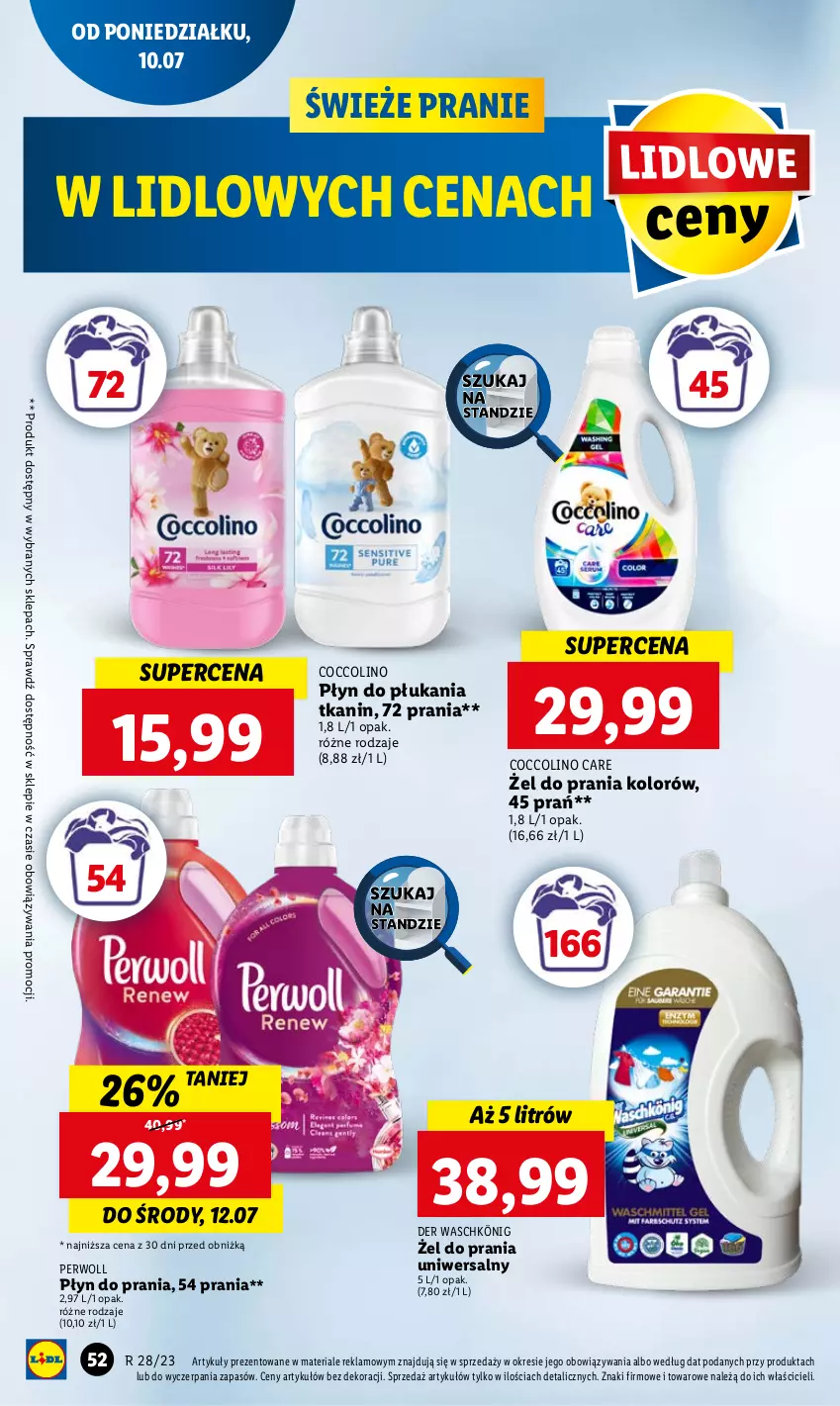 Gazetka promocyjna Lidl - GAZETKA - ważna 10.07 do 12.07.2023 - strona 57 - produkty: Coccolino, König, Perwoll, Płyn do płukania, Płyn do prania