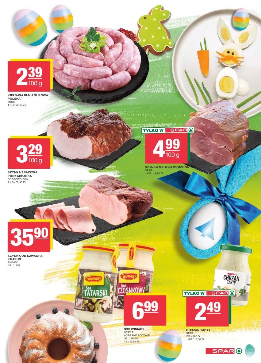 Gazetka promocyjna Spar - Spar - ważna 17.03 do 27.03.2024 - strona 3 - produkty: Chrzan, Gra, Karp, Kiełbasa, Kiełbasa biała, Krakus, Mysz, Sos, Szynka, Winiary