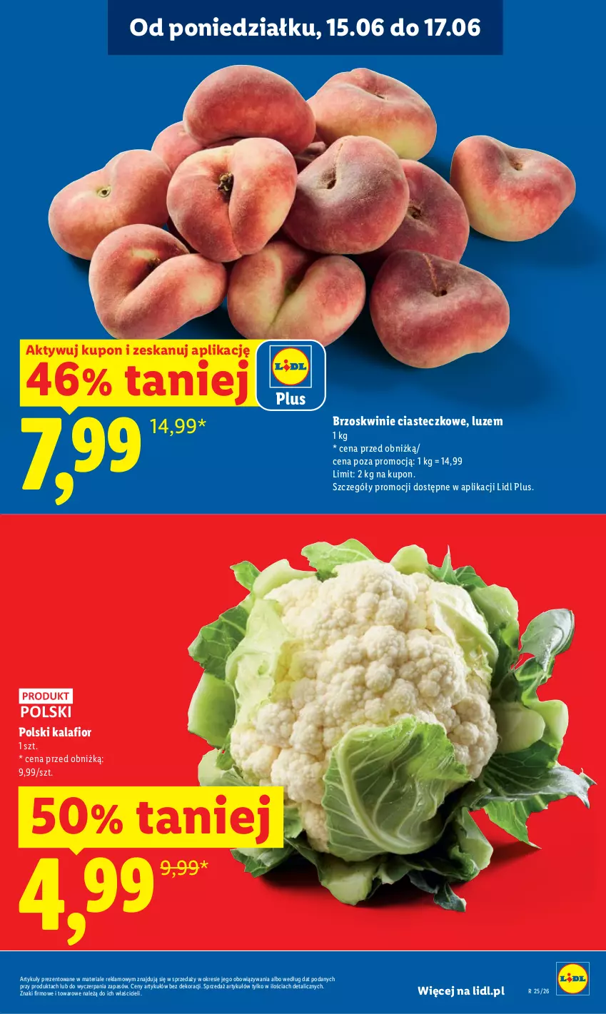 Gazetka promocyjna Lidl - Gazetka ważna od 15.06 do 17.06 - ważna 15.06 do 17.06.2026 - strona 13 - produkty: Brzoskwinie, Kalafior