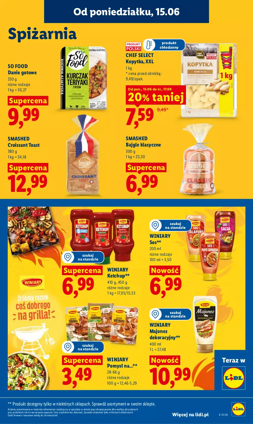 Gazetka promocyjna Lidl - Gazetka ważna od 15.06 do 17.06 - ważna 15.06 do 17.06.2026 - strona 65 - produkty: Bajgle, Croissant, Danie gotowe, Ketchup, Kopytka, Majonez, So Food, Sos, Tera, Winiary
