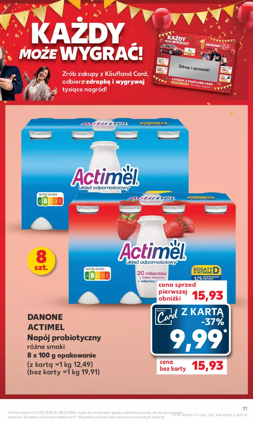 Gazetka promocyjna Kaufland - Gazetka tygodnia - ważna 22.02 do 28.02.2024 - strona 11 - produkty: Actimel, Danone, Gry, Napój, Radamer, Ser