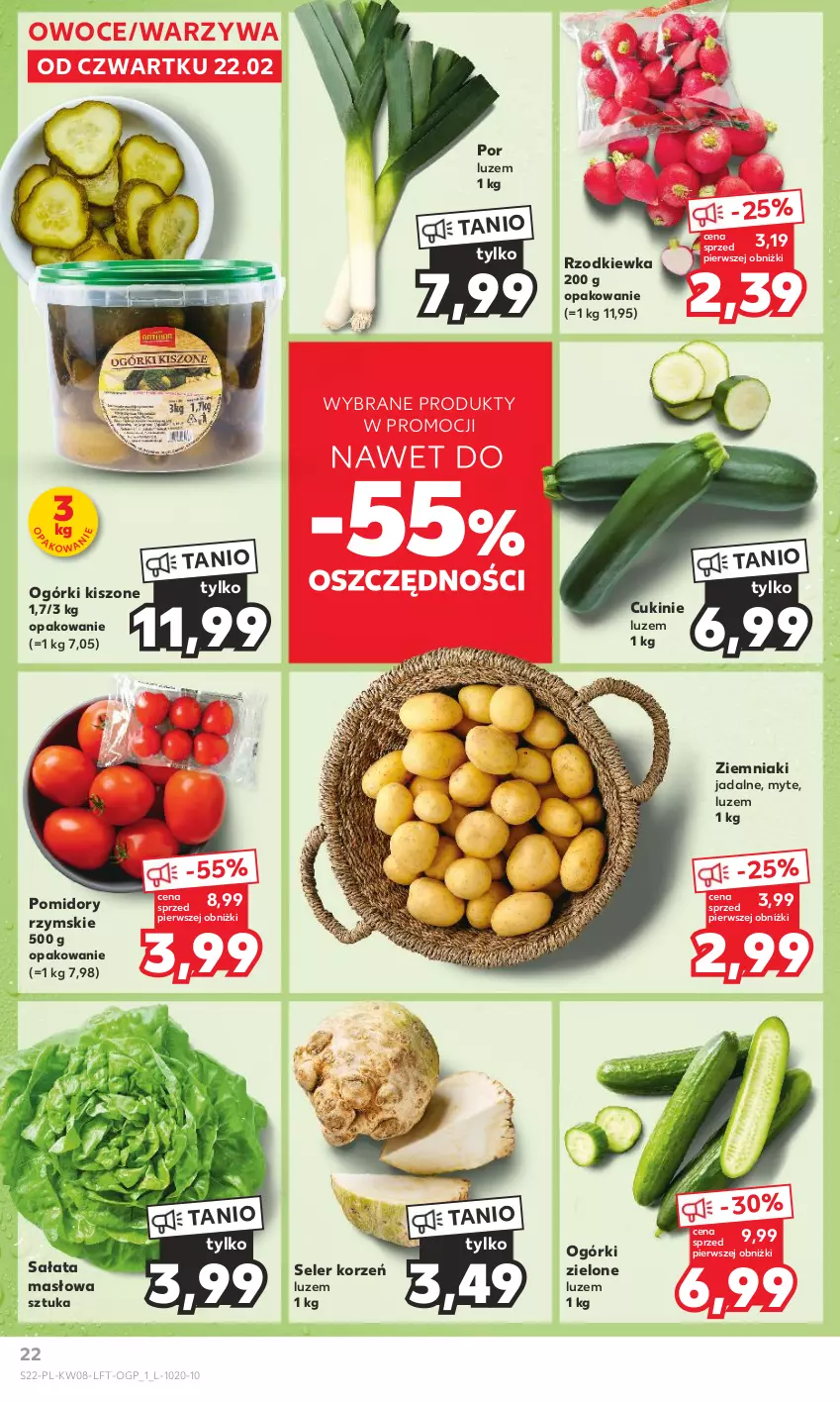 Gazetka promocyjna Kaufland - Gazetka tygodnia - ważna 22.02 do 28.02.2024 - strona 22 - produkty: Masło, Owoce, Pomidory, Por, Rzodkiewka, Sałat, Sałata masłowa, Seler korzeń, Warzywa, Ziemniaki