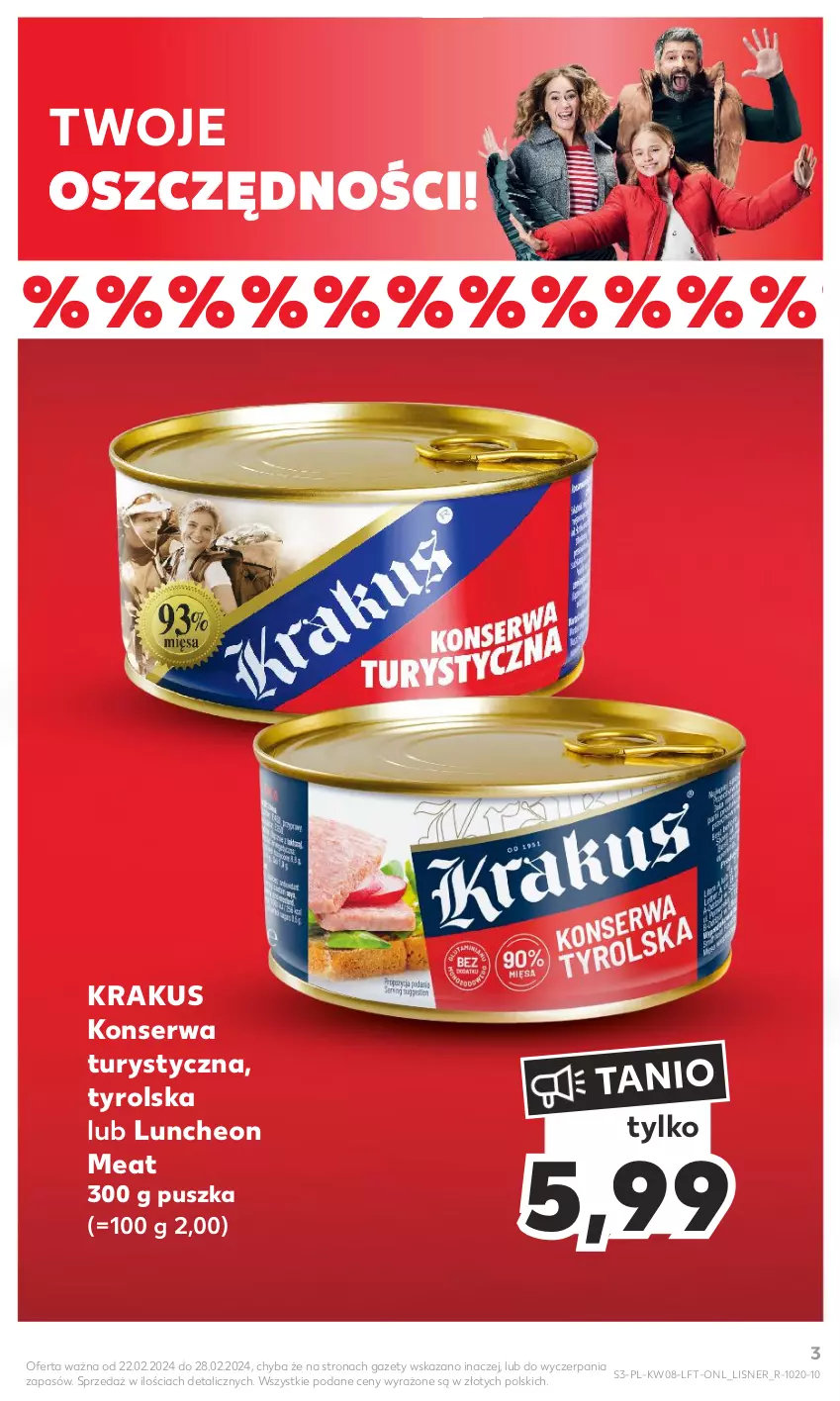 Gazetka promocyjna Kaufland - Gazetka tygodnia - ważna 22.02 do 28.02.2024 - strona 3 - produkty: Konserwa turystyczna, Krakus, Lisner, Ser