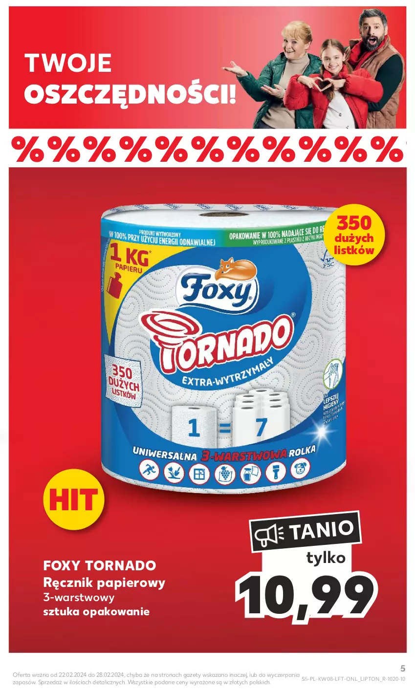 Gazetka promocyjna Kaufland - Gazetka tygodnia - ważna 22.02 do 28.02.2024 - strona 5 - produkty: Foxy, Lipton, Papier, Ręcznik