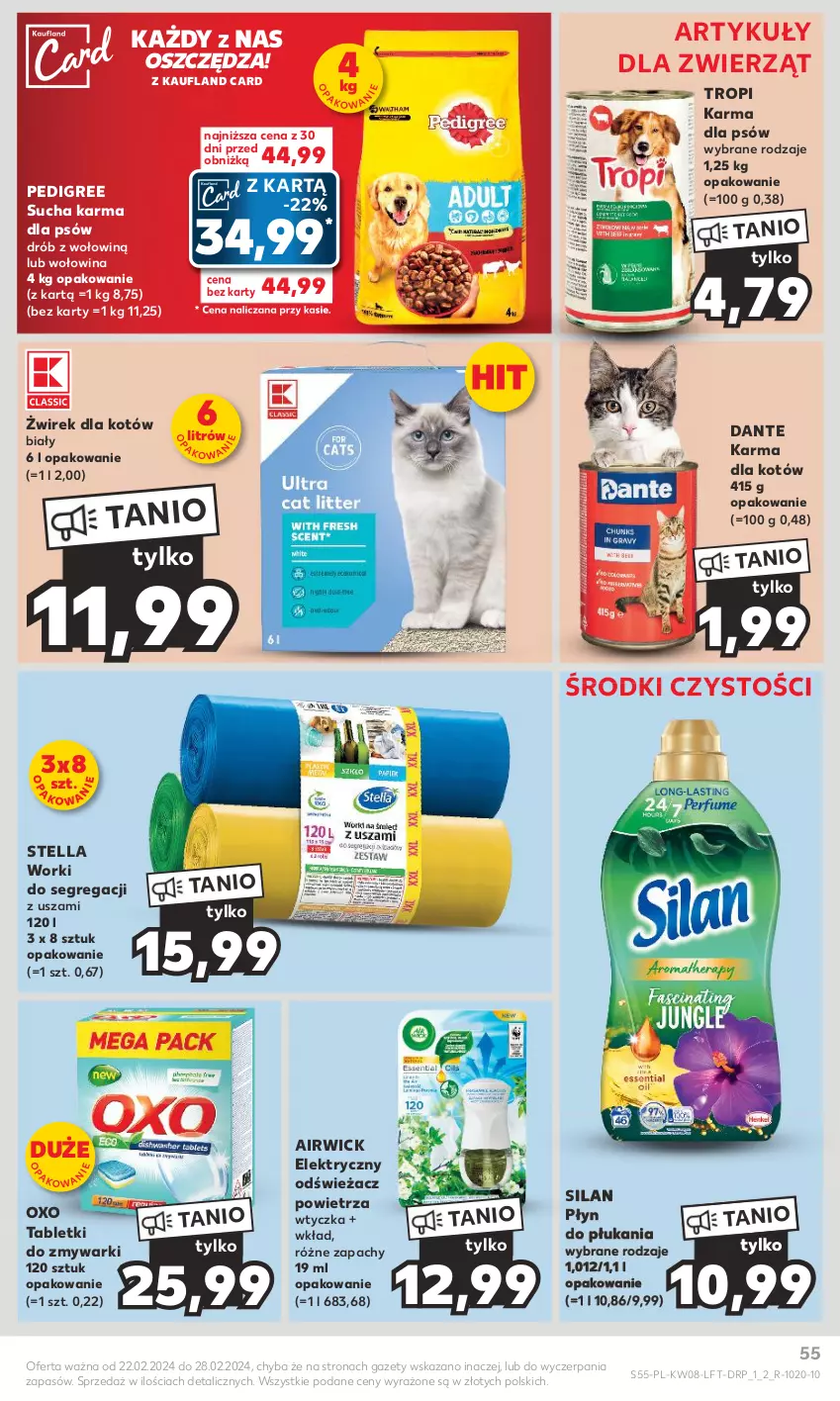 Gazetka promocyjna Kaufland - Gazetka tygodnia - ważna 22.02 do 28.02.2024 - strona 55 - produkty: Drób, Odświeżacz powietrza, Pedigree, Płyn do płukania, Silan, Sucha karma, Tablet, Tabletki do zmywarki, Wołowina, Zmywarki