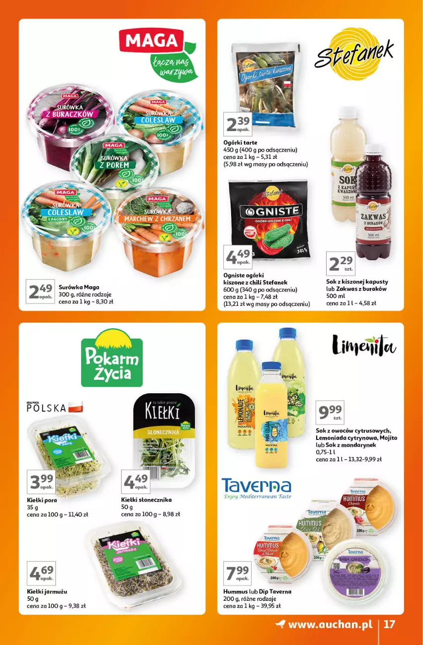 Gazetka promocyjna Auchan - Gazetka Znane Marki Lubiane Hipermarket Auchan - ważna 07.09 do 13.09.2023 - strona 17 - produkty: Fa, Jarmuż, Kiełki, Lemoniada, Por, Sok, Surówka