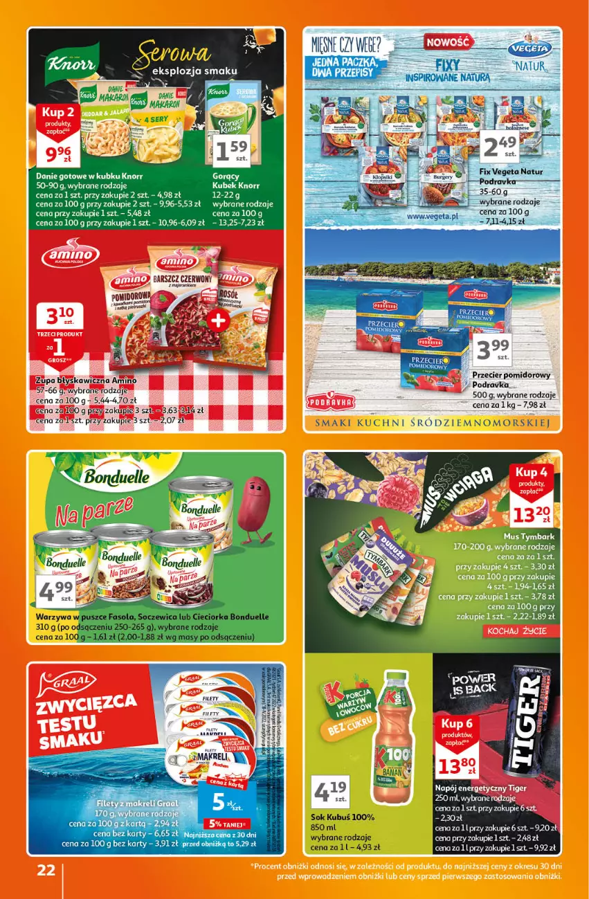 Gazetka promocyjna Auchan - Gazetka Znane Marki Lubiane Hipermarket Auchan - ważna 07.09 do 13.09.2023 - strona 22 - produkty: Danie gotowe, Knorr, Kubek, Kubuś, LG, Podravka, Sok, Zupa