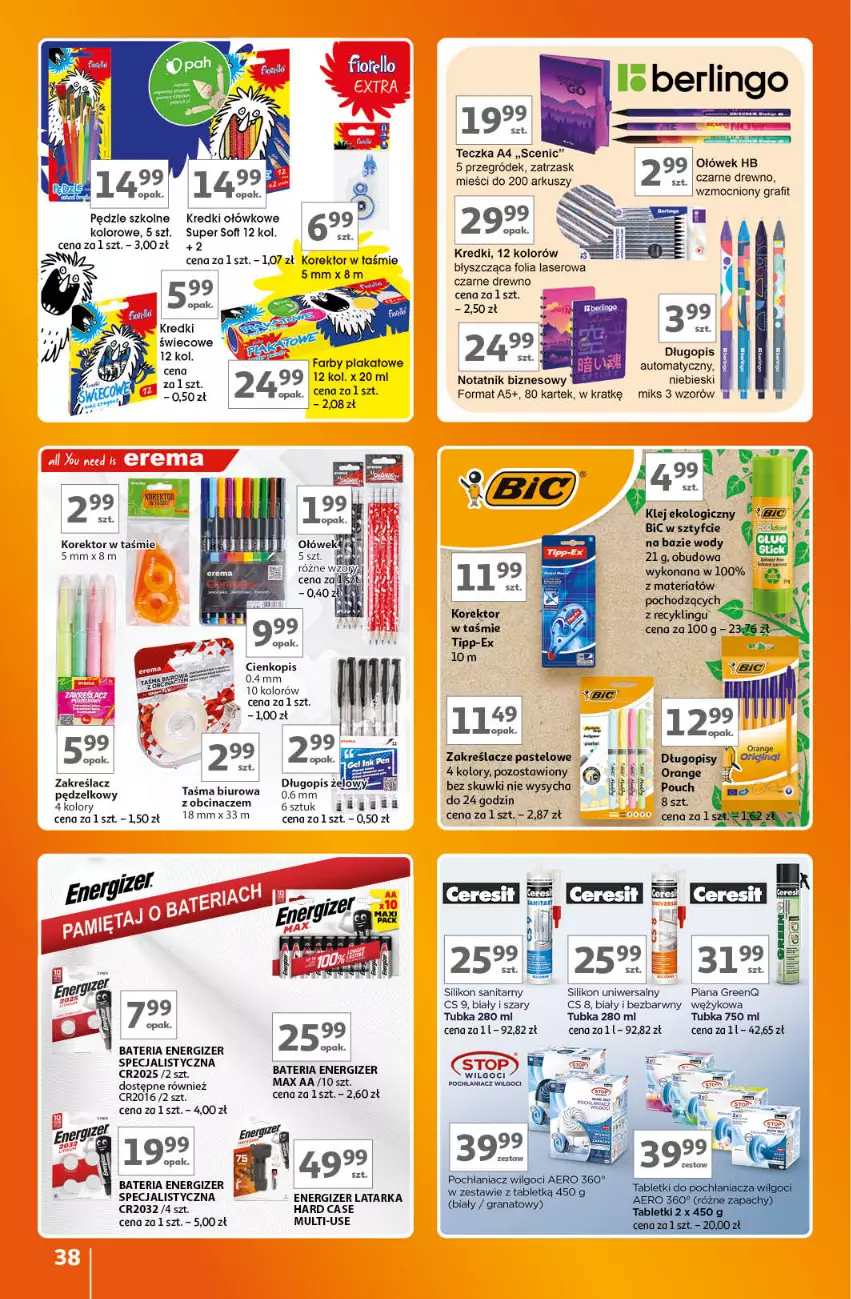 Gazetka promocyjna Auchan - Gazetka Znane Marki Lubiane Hipermarket Auchan - ważna 07.09 do 13.09.2023 - strona 38 - produkty: Bateria, BIC, Biuro, Długopis, Energizer, Fa, Gra, Klej, Latarka, LG, Pochłaniacz wilgoci, Ser, Tarka