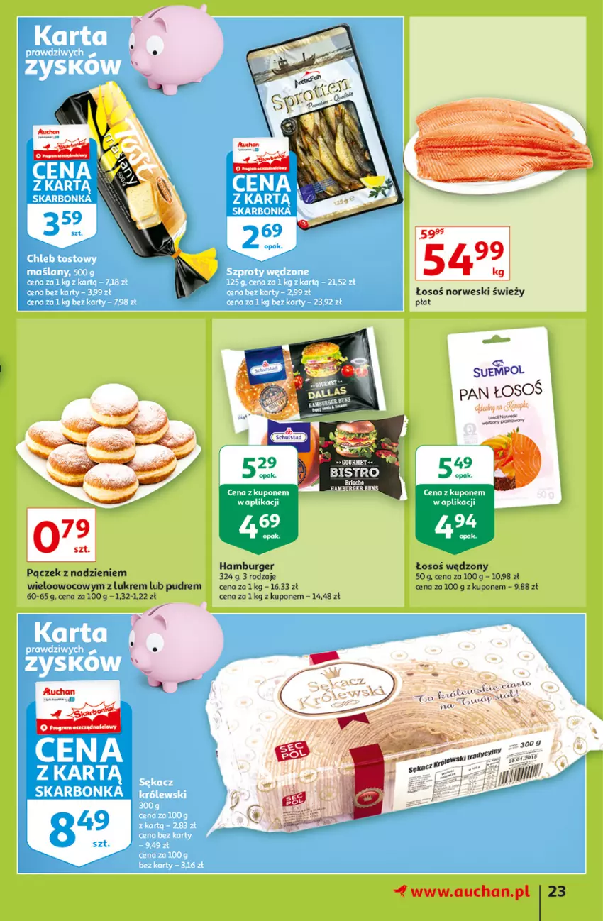 Gazetka promocyjna Auchan - Rysuje się porządek na biurku Hipermarkety - ważna 12.08 do 18.08.2021 - strona 23 - produkty: Burger, Fa, Hamburger, Pączek, Suempol