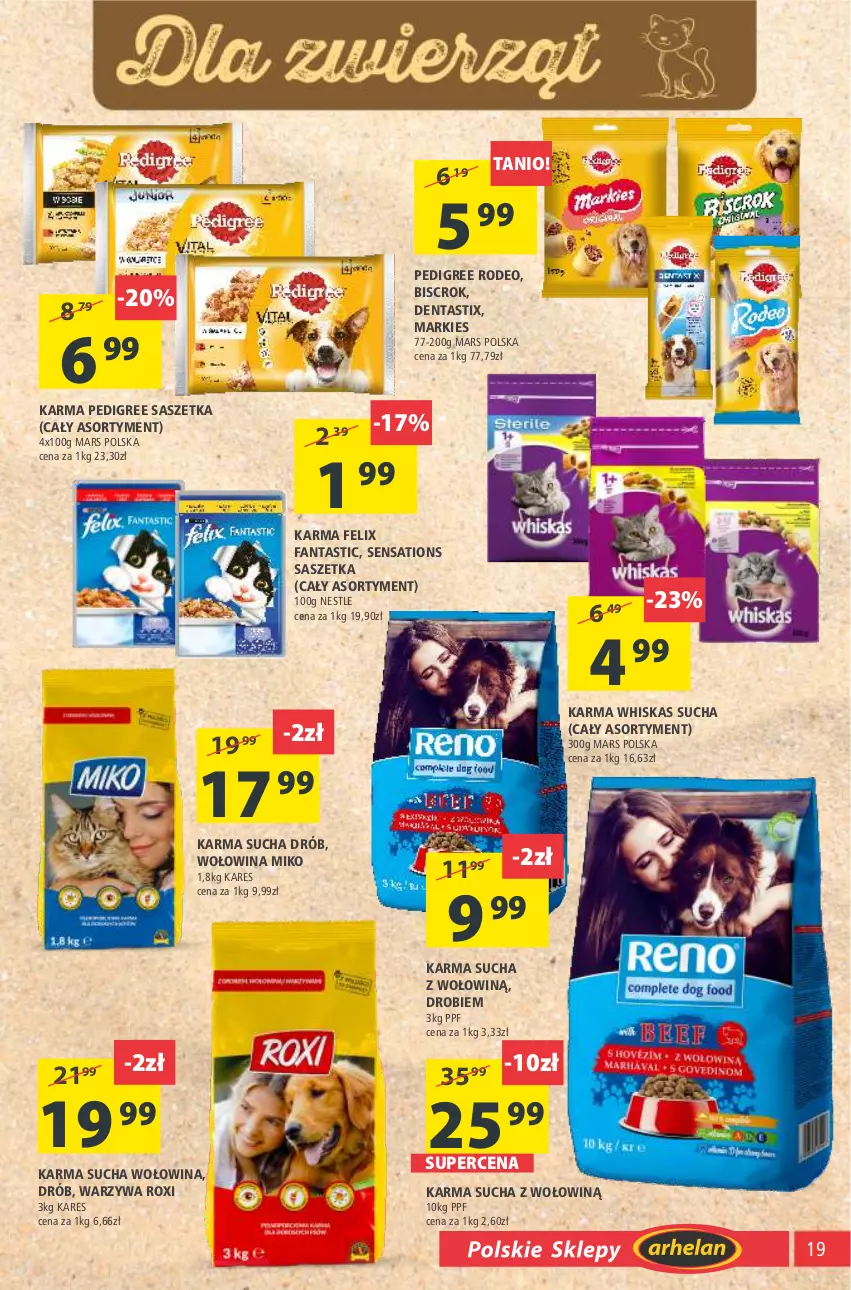 Gazetka promocyjna Arhelan - Gazetka - ważna 12.03 do 21.03.2021 - strona 19 - produkty: Drób, Fa, Fanta, Felix, Mars, Pedigree, Sati, Warzywa, Whiskas, Wołowina