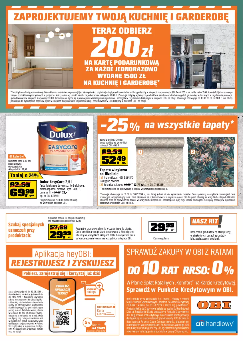 Gazetka promocyjna Obi - Gazetka OBI - ważna 10.07 do 30.07.2024 - strona 16 - produkty: Dulux, Fa, Farba lateksowa, Gra, Por, Sok, Tapeta, Tapety, Tera, Top