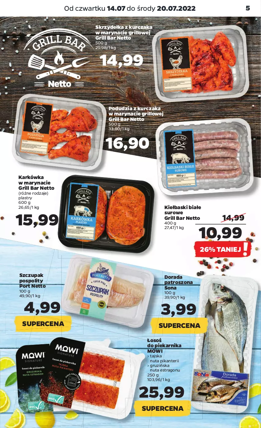 Gazetka promocyjna Netto - Artykuły spożywcze - ważna 14.07 do 20.07.2022 - strona 5 - produkty: Grill, Kiełbaski białe, Kurczak, Piekarnik, Por, Skrzydełka z kurczaka, Zupa