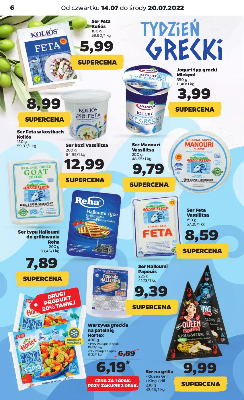 Gazetka promocyjna Netto - Artykuły spożywcze - ważna 14.07 do 20.07.2022 - strona 6 - produkty: Feta, Grill, Hortex, Jogurt, Ser, Ser kozi, Warzywa