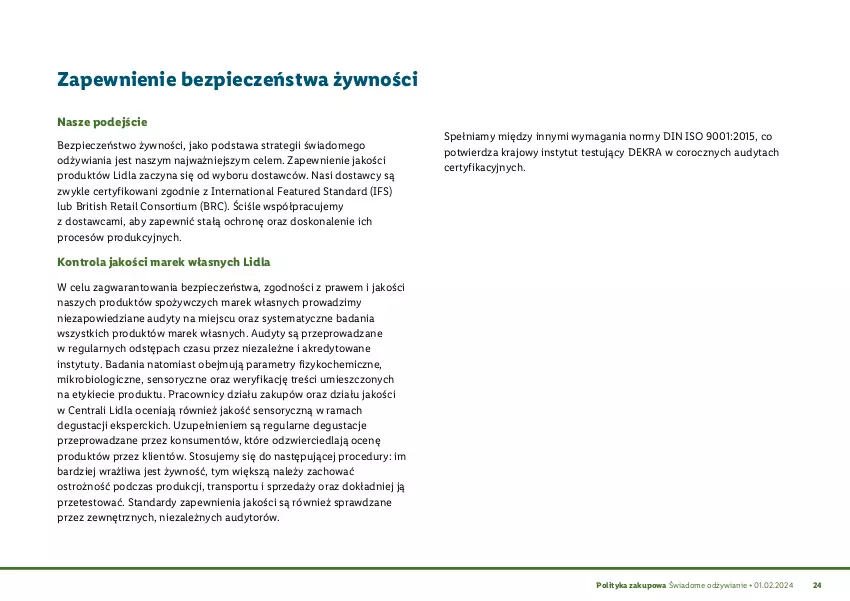 Gazetka promocyjna Lidl - Polityka zakupowa Odżywianie - ważna 25.03.2024 do 25.03.2030 - strona 25 - produkty: Brit, Koc, O nas, Piec, Por, Rama, Sport, Tran