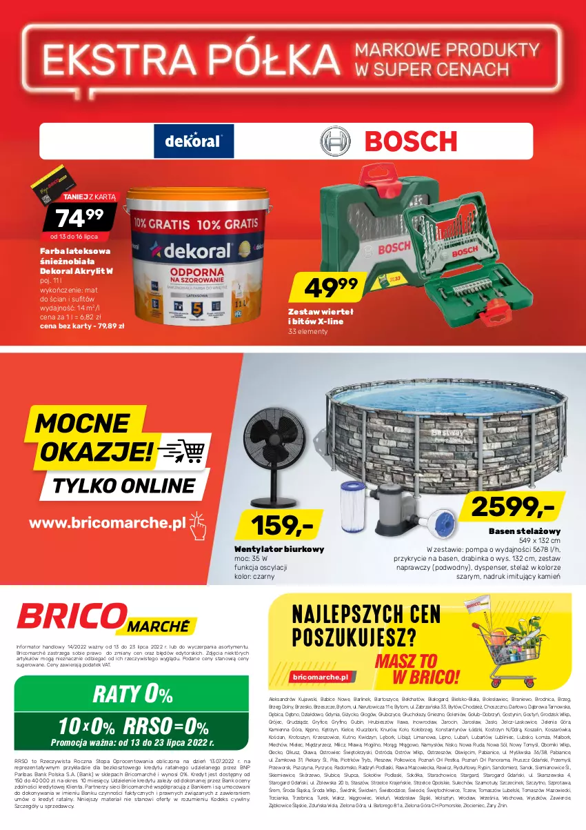 Gazetka promocyjna Bricomarche - Gazetka - ważna 13.07 do 23.07.2022 - strona 8 - produkty: BIC, Biurko, Dekoral, Fa, Farba lateksowa, Gry, Inka, Kosz, Kujawski, Namysłów, Podlaski, Rama, Ser, Sok, Sokół, Sokołów, Sól, Sprzedawcy, Szal, Szprot, Top, Zestaw wierteł