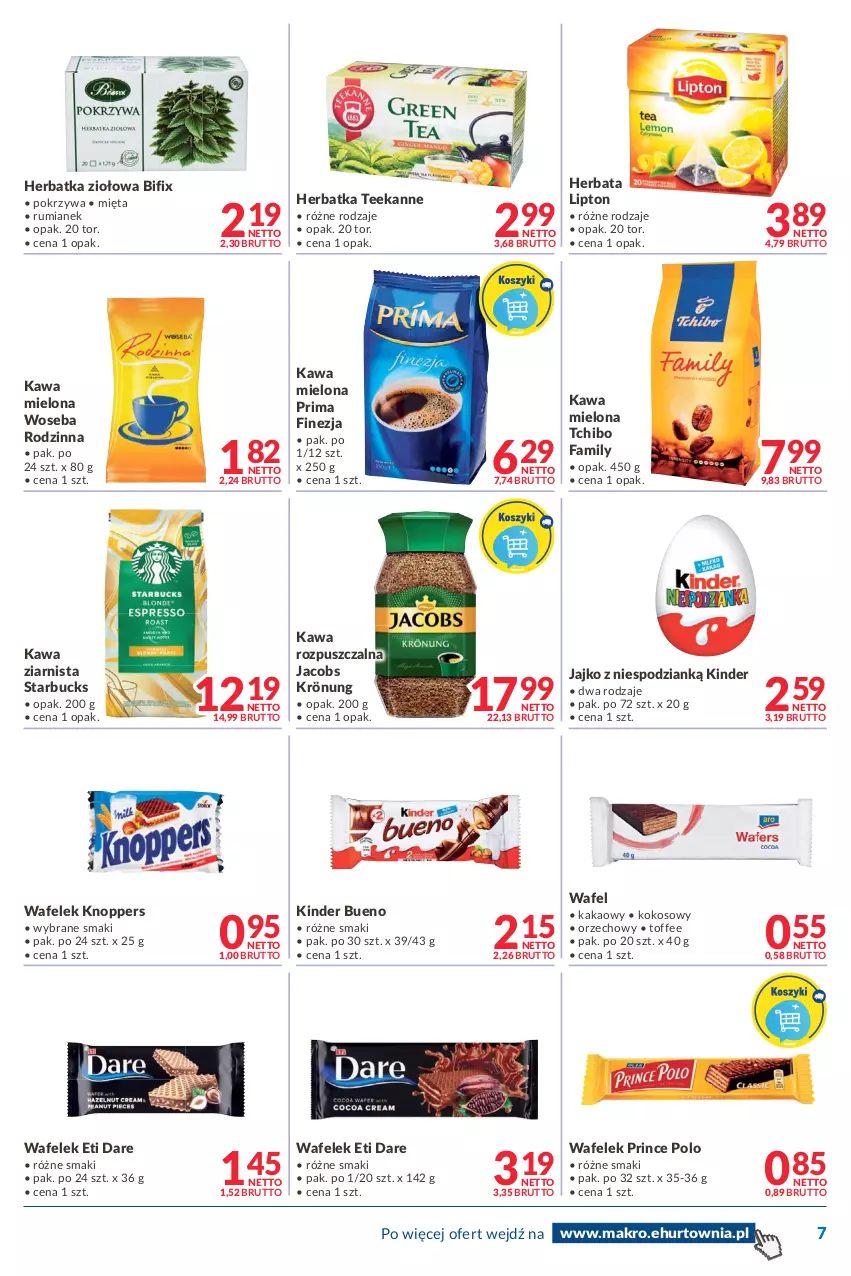 Gazetka promocyjna Makro - [Oferta promocyjna] Dostawy - ważna 27.12.2021 do 05.01.2022 - strona 7 - produkty: Fa, Herbata, Jacobs, Jacobs Krönung, Kakao, Kawa, Kawa mielona, Kawa rozpuszczalna, Kawa ziarnista, Kinder, Kinder Bueno, Knoppers, Kokos, Lipton, Mięta, Prima, Prince Polo, Rum, Tchibo, Tchibo Family, Teekanne, Wafelek, Woseba